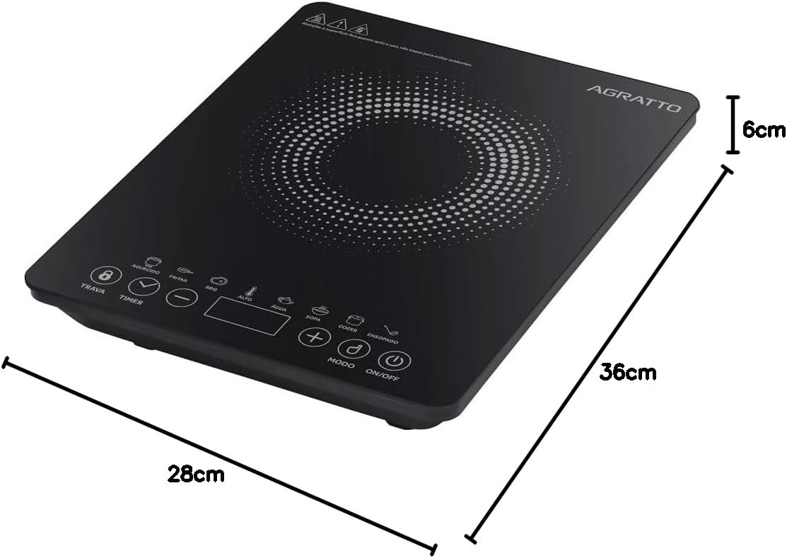 Agratto Cooktop Indução ACKI01I-02 Preto 1 Boca 2000W 220V — foto 6