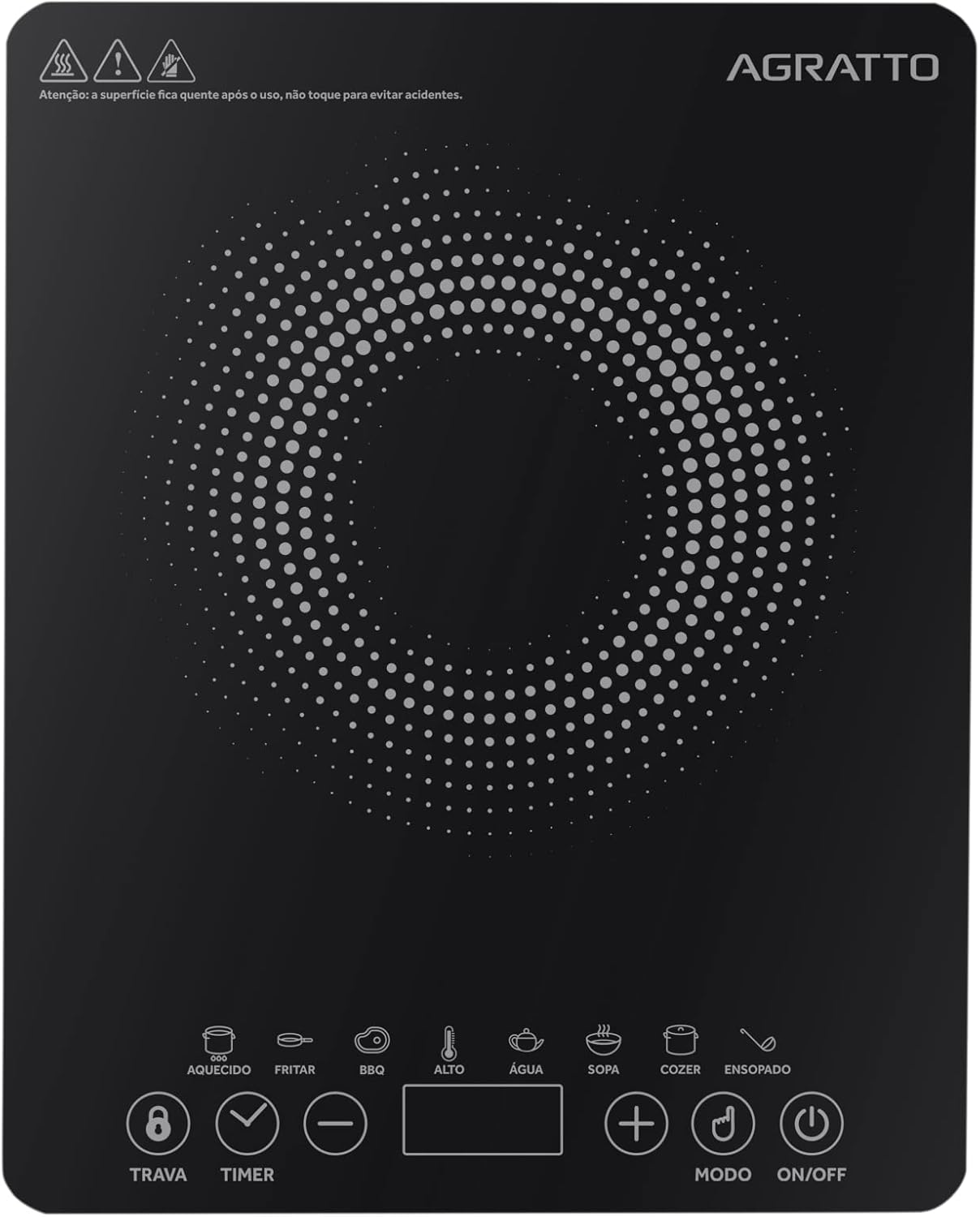 Agratto Cooktop Indução ACKI01I-02 Preto 1 Boca 2000W 220V