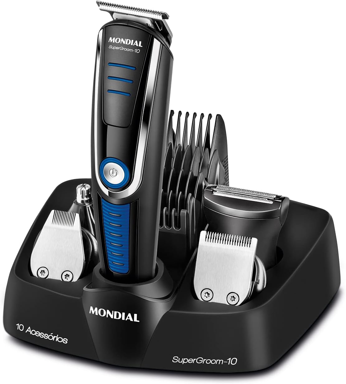 Aparador de Pelos Mondial Super Groom 10 BG-03 Preto/Azul 6W Bivolt