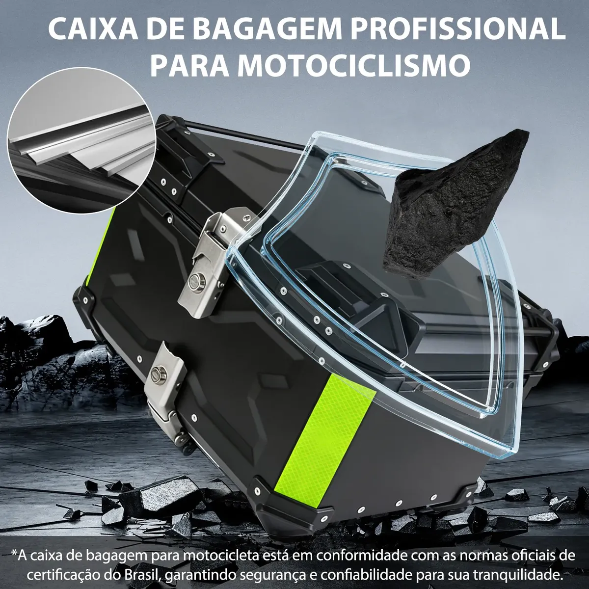 Baú Moto Alumínio 65 Litros com Suporte Universal Reforçado — foto 3
