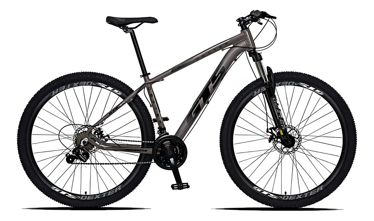 Bicicleta GTS Dexter Aro 29 24 Marchas Freio a Disco Grafite e Preto 21"