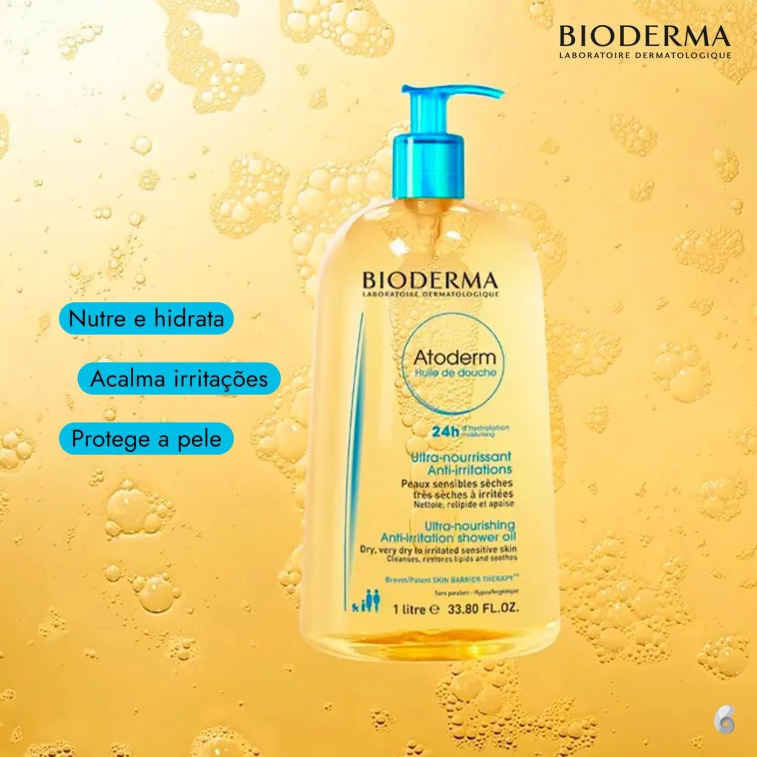 Bioderma Atoderm Óleo de Banho - Higiene Hidratante Diária 1L — foto 3