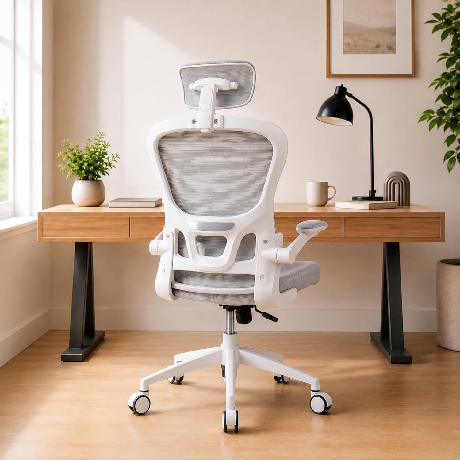 Cadeira de Escritório Ergonômica com Suporte Lombar e Encosto Ajustável - Malha Mesh Respirável