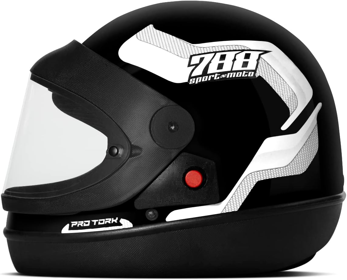 Capacete Fechado Pro Tork Sport Moto 788 Preto e Branco - Tam. 58