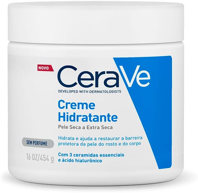 CeraVe Creme Hidratante Corporal, para Pele Seca a Extra Seca, com 3 Ceramidas Essenciais e Ácido Hialurônico, Hidratação Profunda e Duradoura