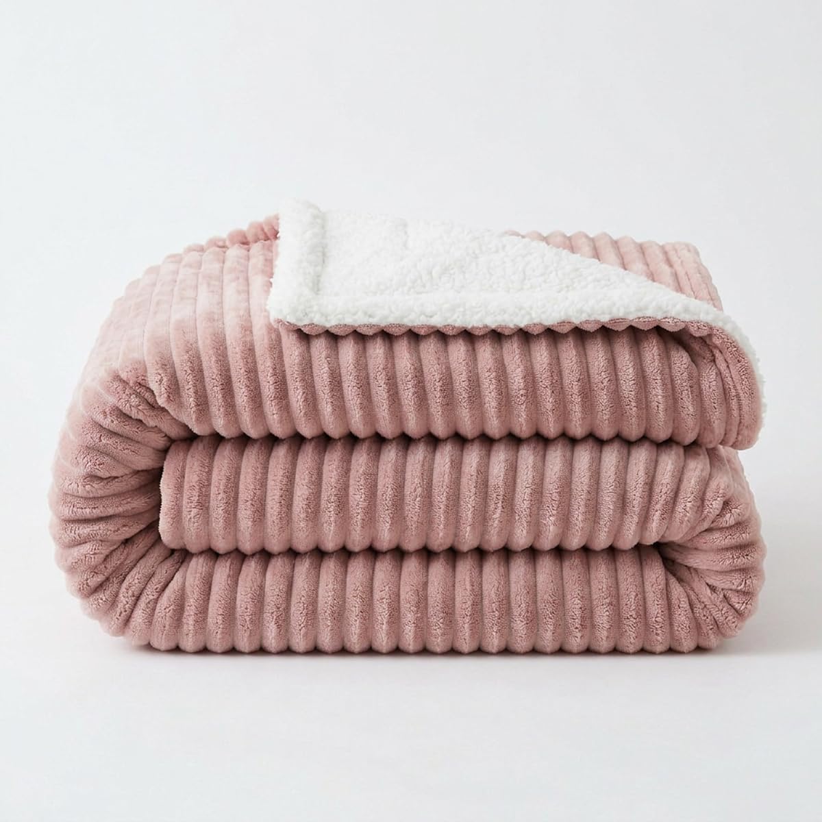 Coberdrom Manta Queen Sherpa Canelado Térmico Microfibra 2,20x2,40m Casa Dona (Rose)
