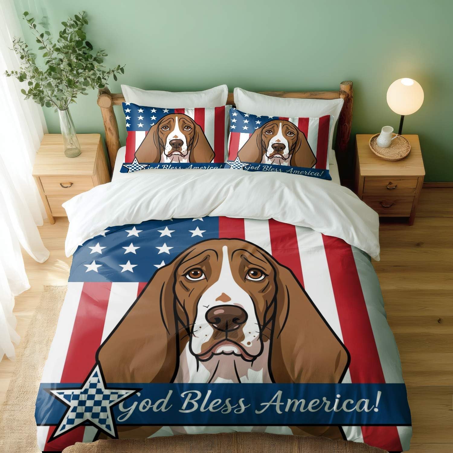 Conjunto de capa de edredom de girassol de cachorro aquarela, conjunto de cama floral de 3 peças, seleção de vários tamanhos, capa com estampa animal