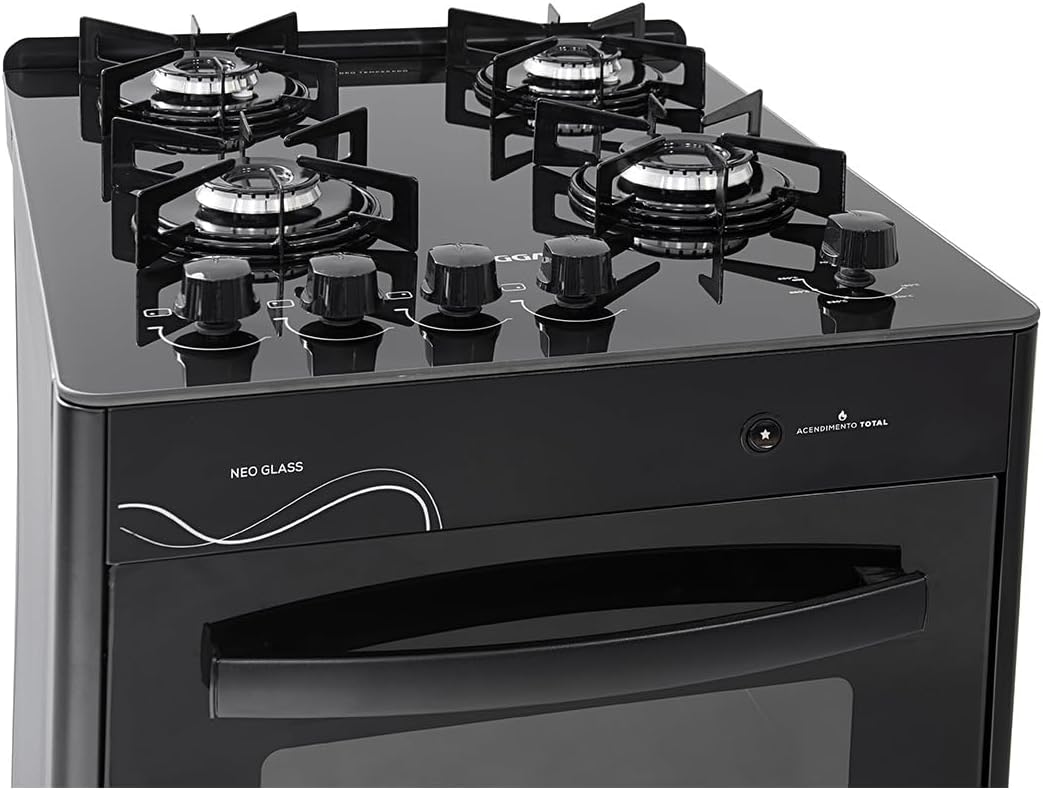 Suggar Fogão Neo Glass Preto Mesa de Vidro 4 Bocas — foto 6