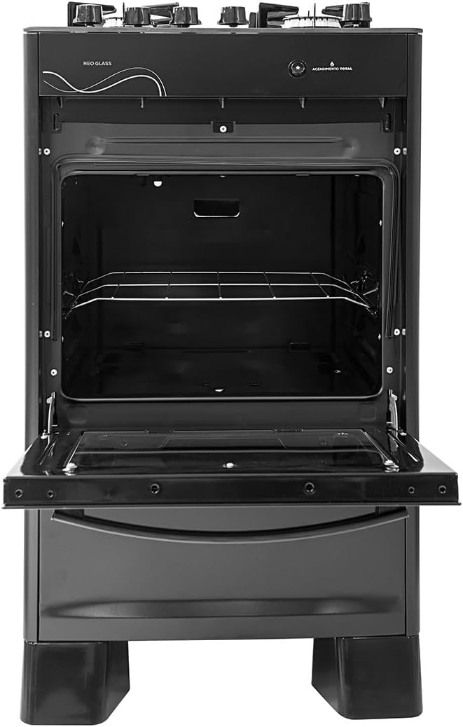 Suggar Fogão Neo Glass Preto Mesa de Vidro 4 Bocas — foto 5
