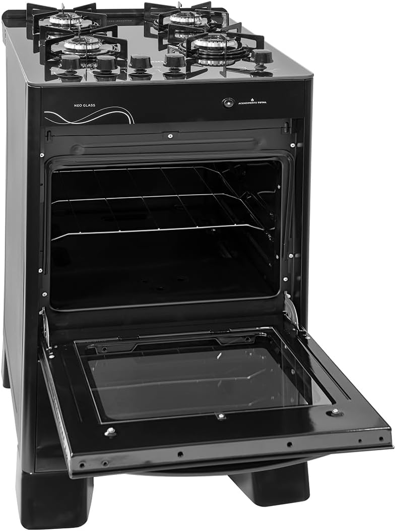 Suggar Fogão Neo Glass Preto Mesa de Vidro 4 Bocas — foto 4