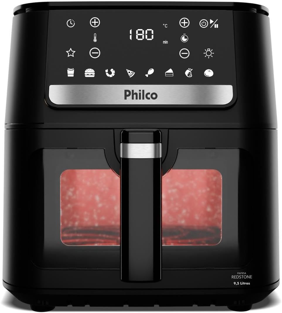 Fritadeira Air Fryer Digital Redstone 9,5L Preto Inox