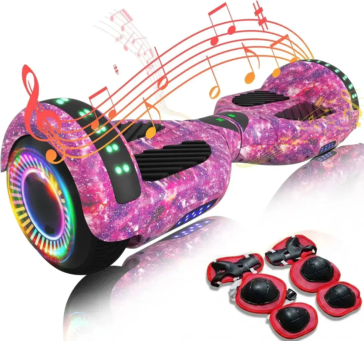 Hoverboard Skate Elétrico Roxo Estrelado 6,5" com Bluetooth e Luzes LED