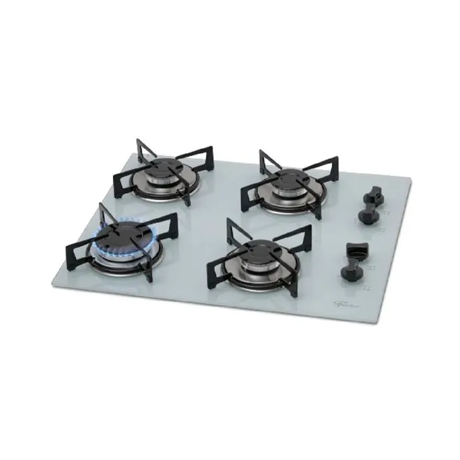 Cooktop 4 Bocas Gás Fischer Vidro Temperado Branco