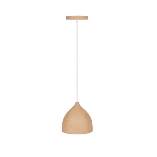 Pendente LED 9W Madeira Oak Bivolt Branco Frio 6500K Gota - ILUMI