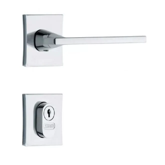 Fechadura Externa Roseta Quadrada Cromada Classic 3000 - STAM