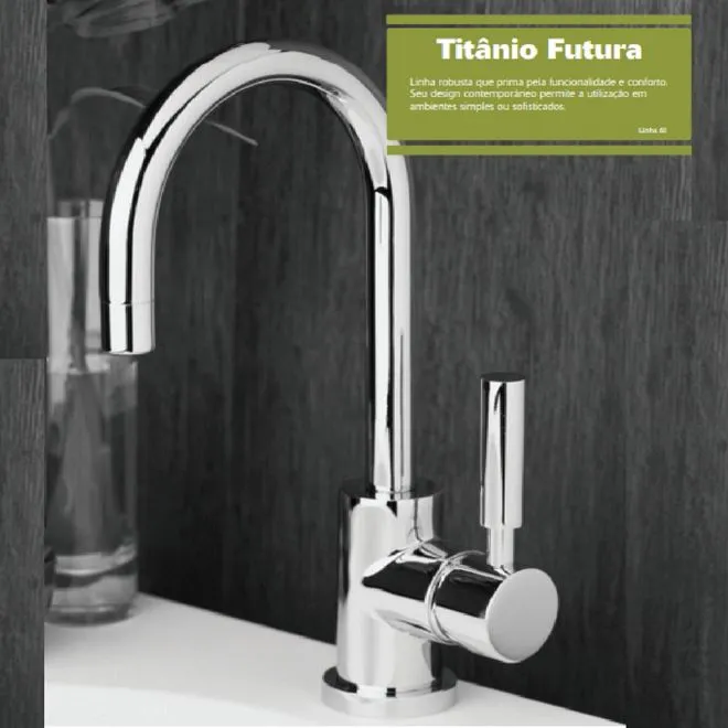 Misturador Monocomando Lavatório Mesa Titânio Futura - PERFLEX — foto 3