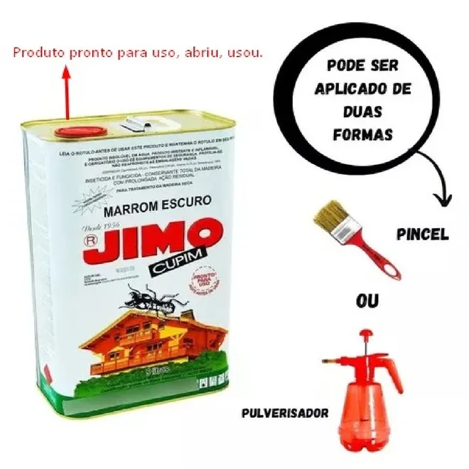 JIMO Cupim Inseticida 5L Marrom Escuro - Tratamento de Madeira — foto 4