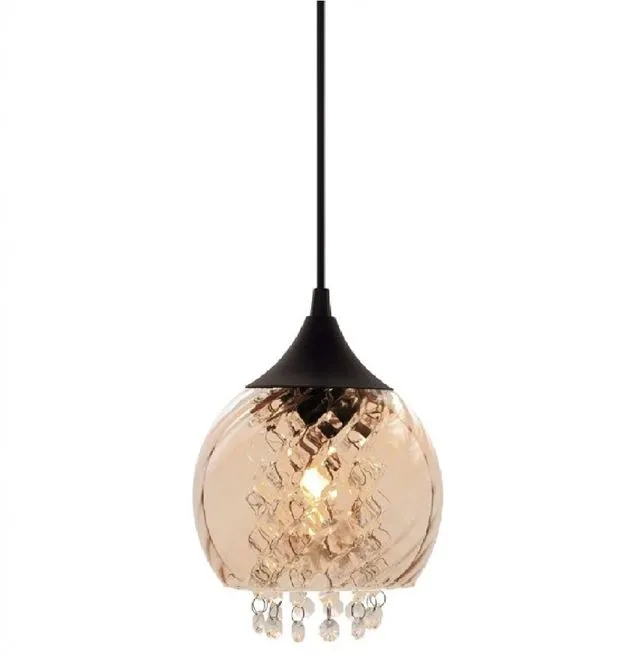 Pendente Elisabeth Rigato Conhaque com Cristal 1 x E27 Preta - Taschibra