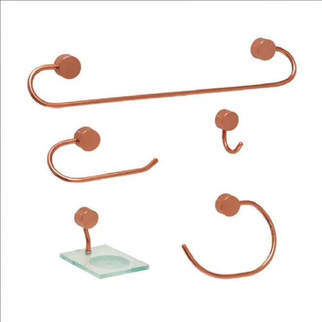 Kit Acessório para Banheiro 5 Peças Rose Gold Class Urbana - STEEL