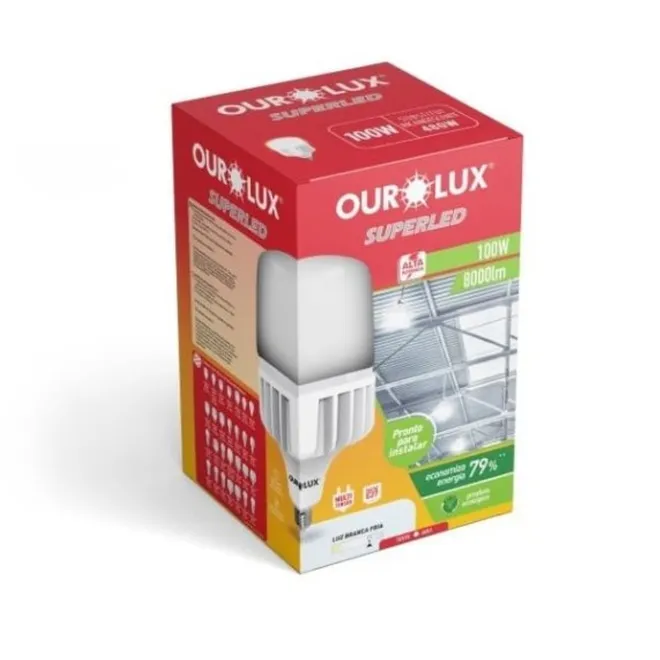 Lâmpada Superled Alta Potência OUROLUX 100W Bivolt 6500K E27