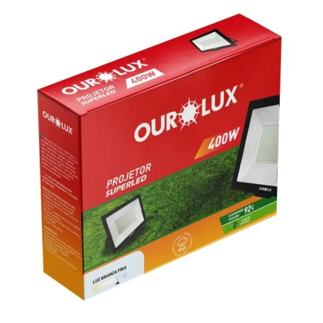 Projetor LED Ourolux Slim 400W Preto 6500K