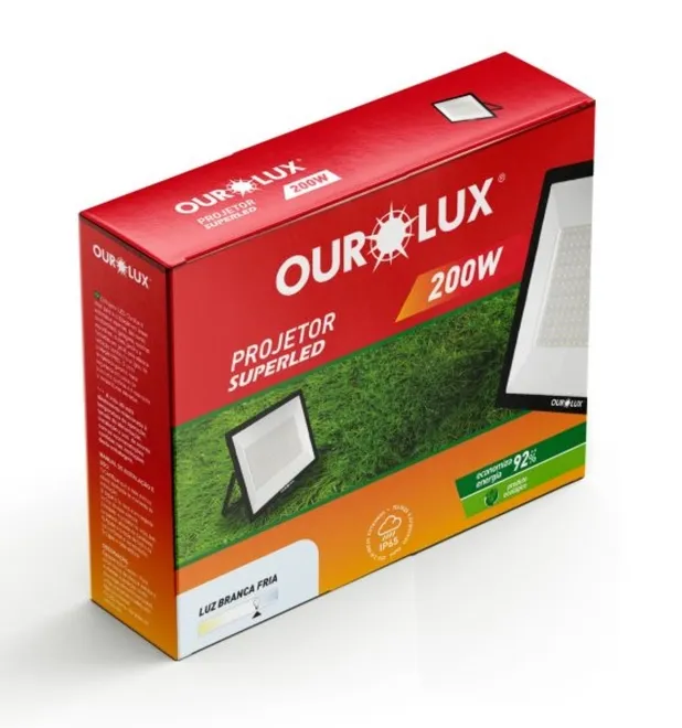Projetor LED Ourolux Slim 200W Preto 6500K