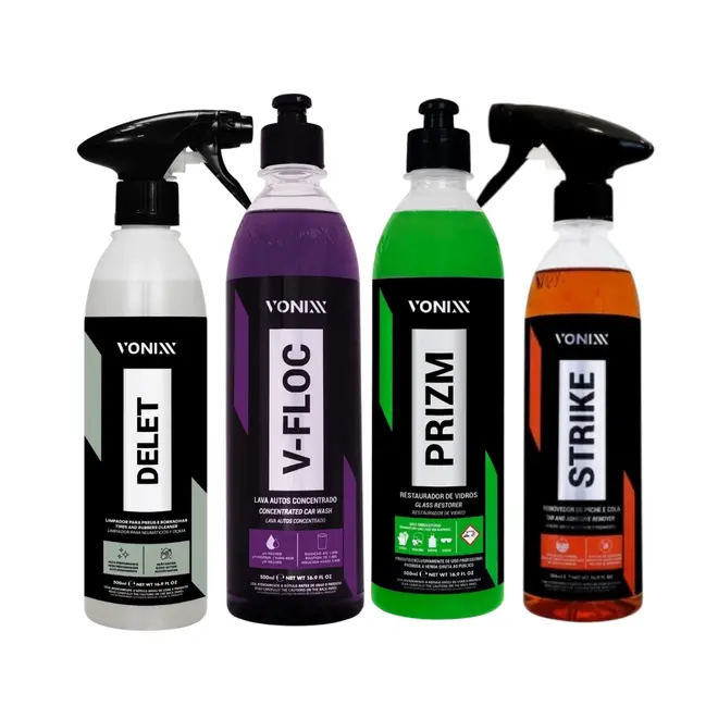 Kit de Lavagem Pesada Exterior VONIX - V-Floc, Strike, Prizm e Delet 500ml