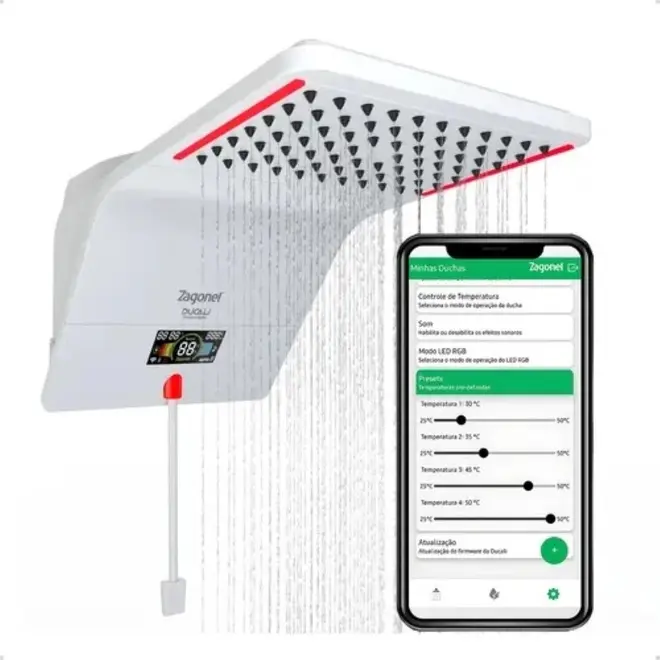 Ducha ZAGONEL Ducali Premium Eletrônica 220V 7500W Digital Branco