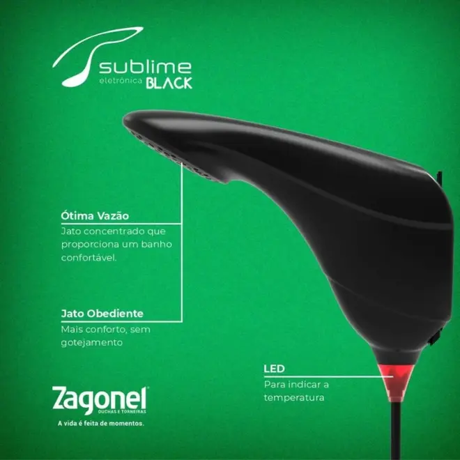 Ducha Eletrônica Zagonel Sublime 220V 7500W Preto — foto 4