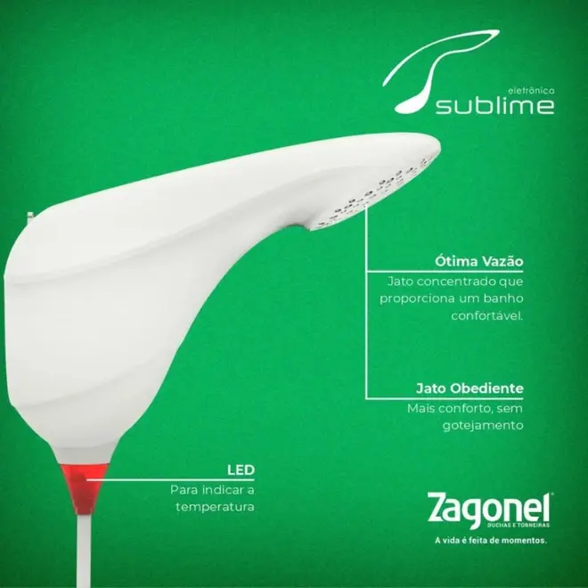 Ducha Sublime Eletrônica Zagonel 7500W 220V Branco — foto 5