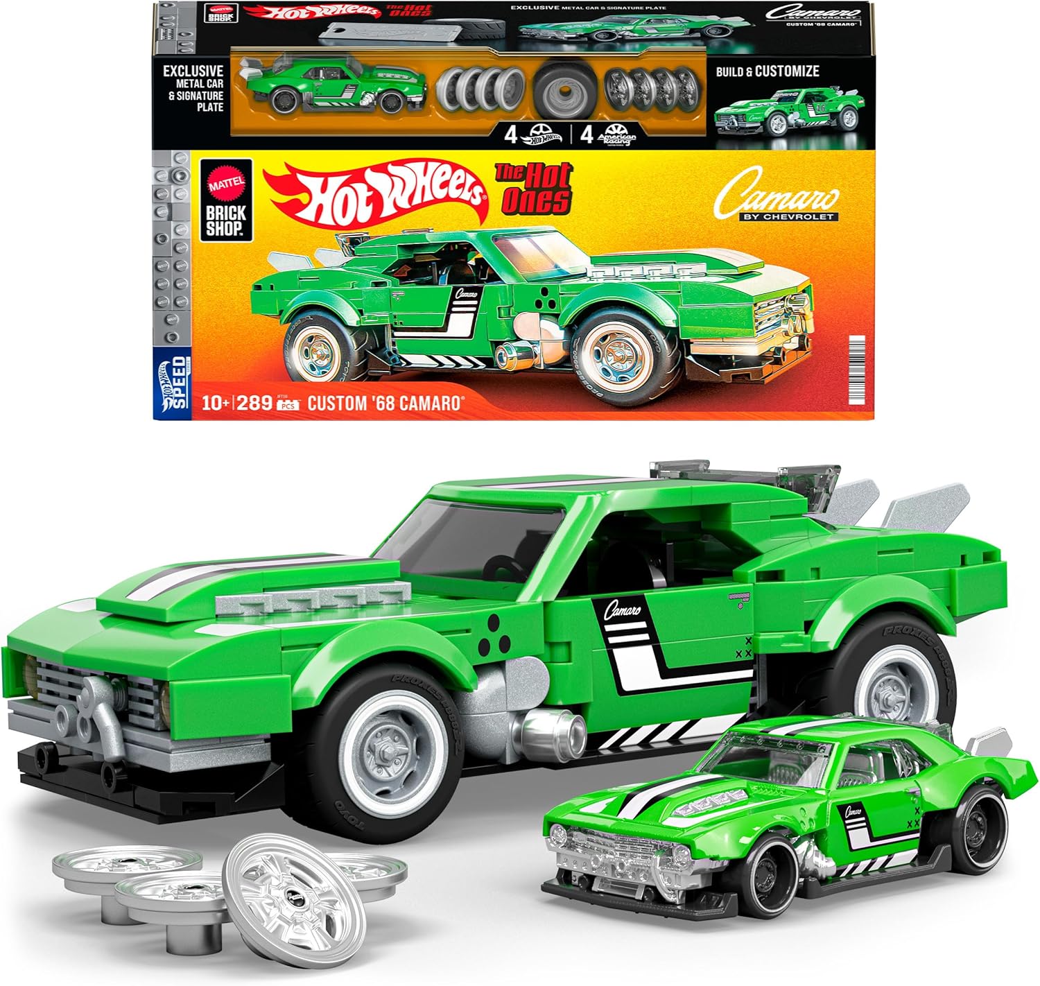 Kit de Montar Camaro Custom 68 Escala 1:32 com Adesivos - Mattel Brick Shop