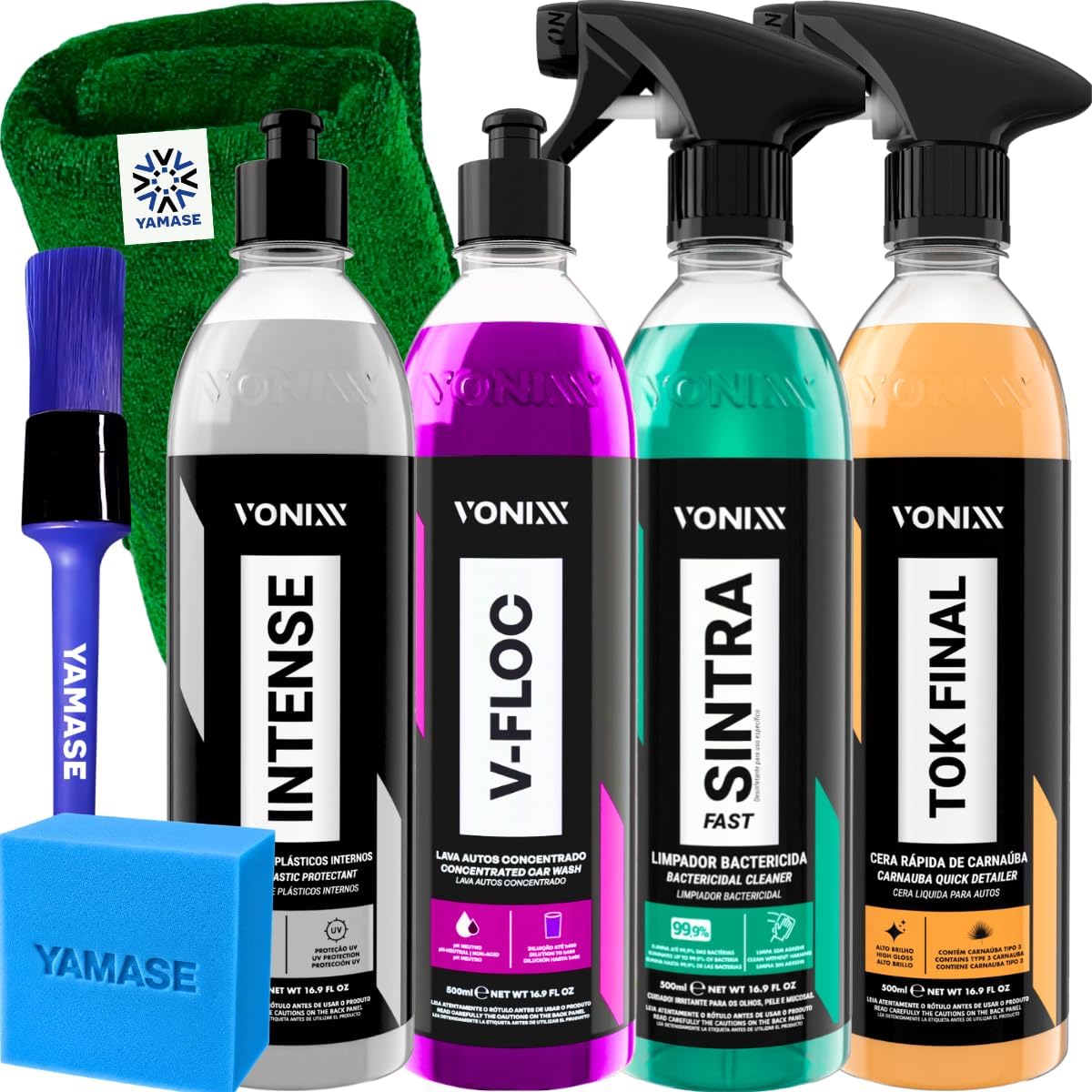 Kit Completo de Limpeza Automotiva VONIXX - Shampoo, Limpador e Cera Líquida