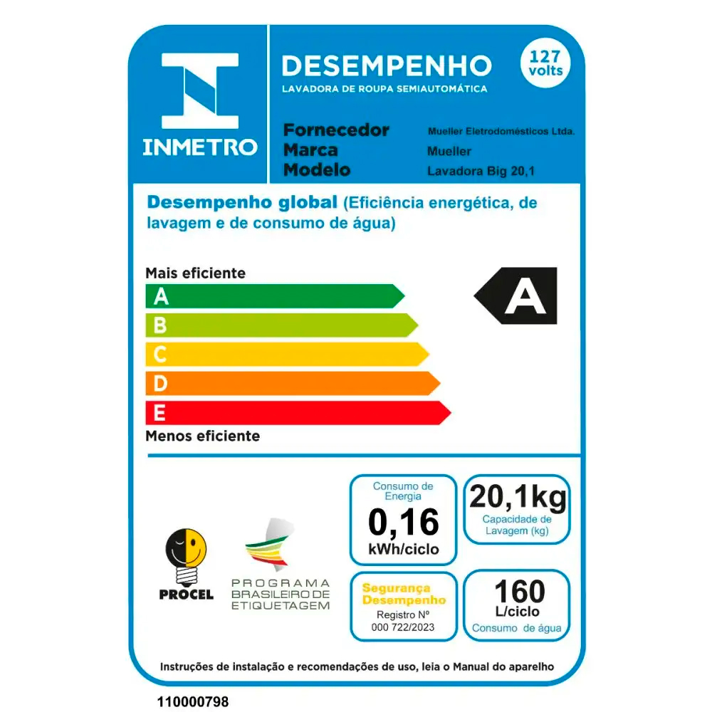 Tanquinho Mueller Big 20Kg Semiautomático Sistema de Drenagem — foto 11