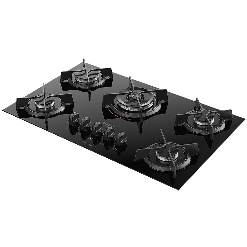 Cooktop Dako Supreme 5 Bocas Superautomático Mesa de Vidro Mega Chama