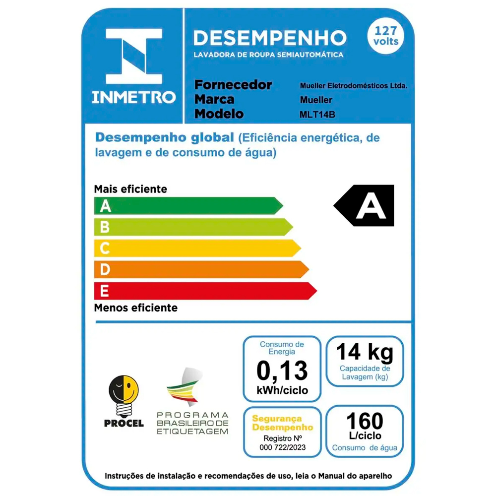 Tanquinho Mueller 14kg Semiautomático com Agitador Removível MLT14B — foto 12