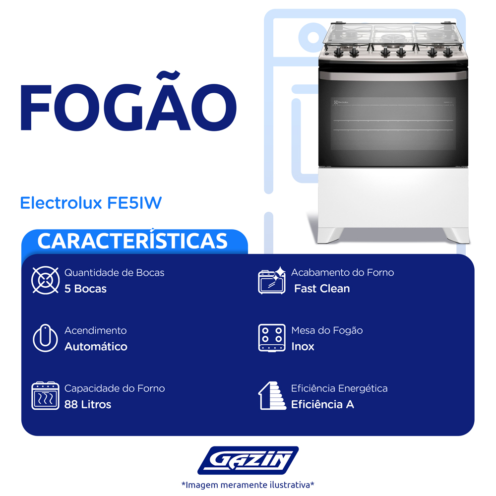 Fogão Electrolux 5 Bocas Efficient Mesa Inox Fe5Iw — foto 3