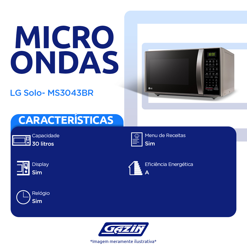 Micro-Ondas LG Solo 30L Cozimento Perfeito MS3043BR — foto 3