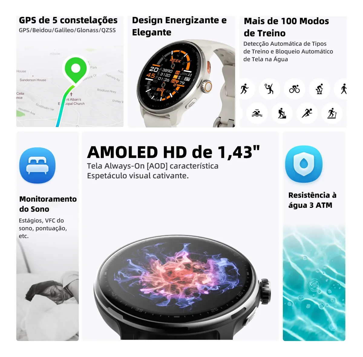 Relógio Inteligente Gps Smartwatch Amoled 3atm Outdoor Strar — foto 5