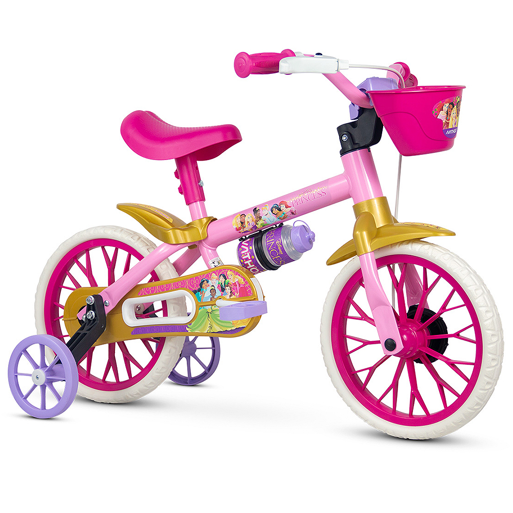 Bicicleta Infantil Aro 12 Nathor Princesas com Cestinha — foto 4