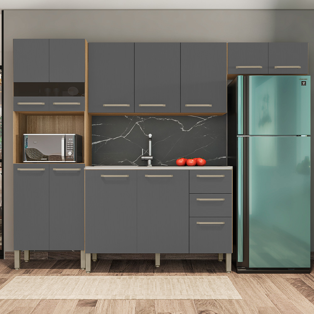 Cozinha Modulada 4 Peças 12 Portas 2 Gavetas Versalhes Kit's Paraná
