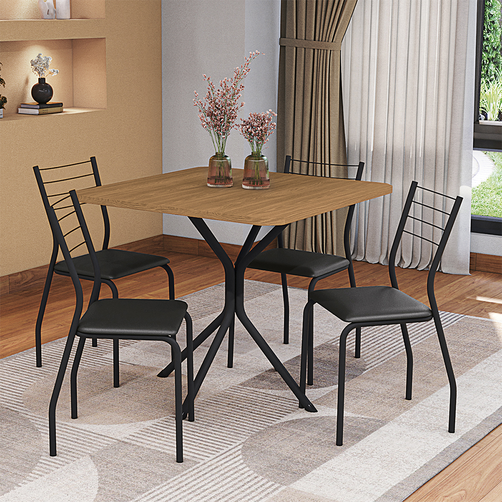 Conjunto de Mesa 4 Cadeiras Tampo MDP com Assento Estofado Creta Kappesberg