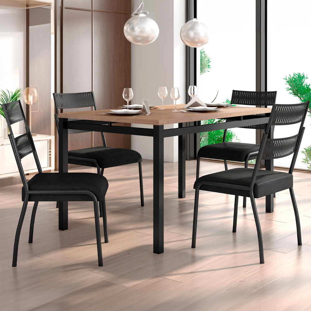 Conjunto de Mesa 4 Cadeiras Tampo MDP BP Valencia Fabone