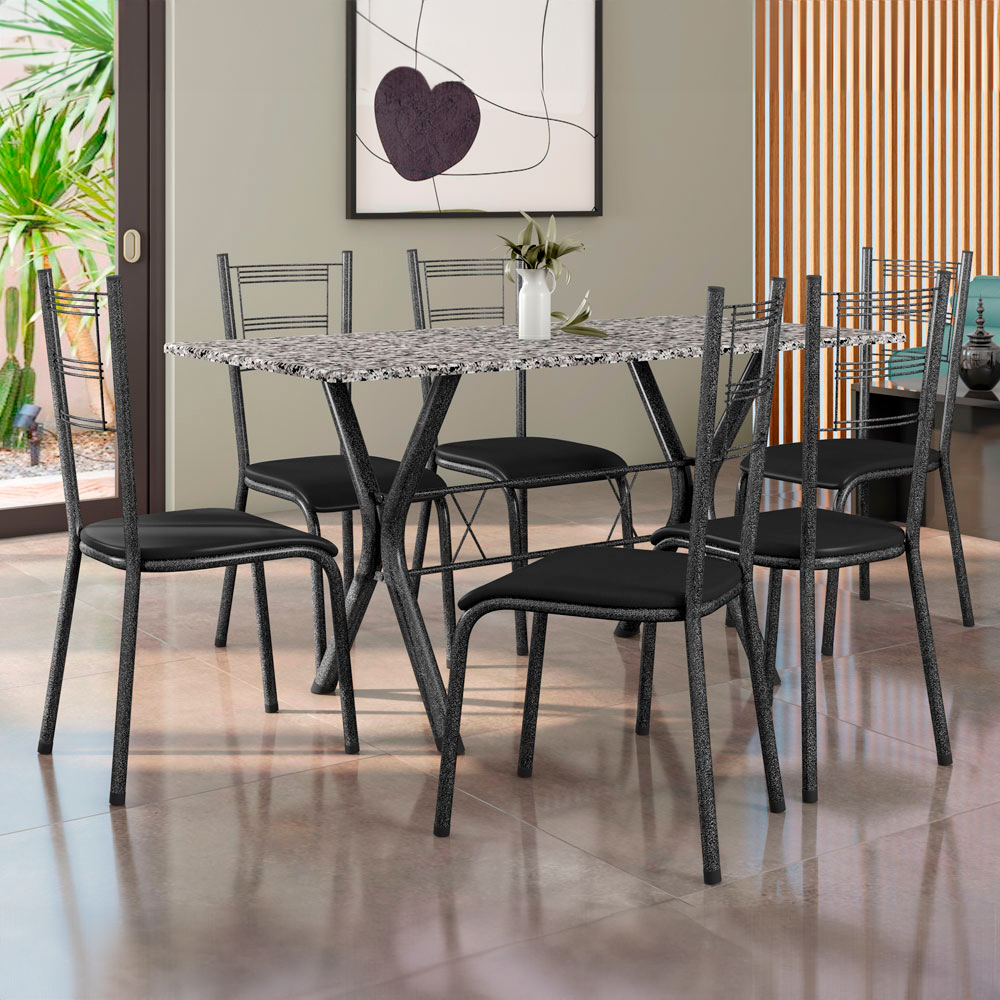 Conjunto de Mesa 6 Cadeiras Tampo de Granito  Santiago Fabone