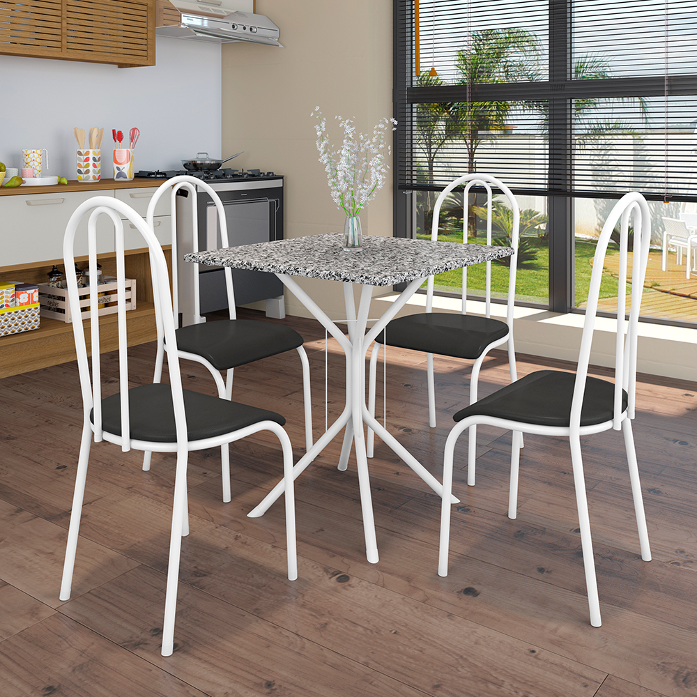 Conjunto de Mesa 4 Cadeiras Tampo Granito Malaga Fabone
