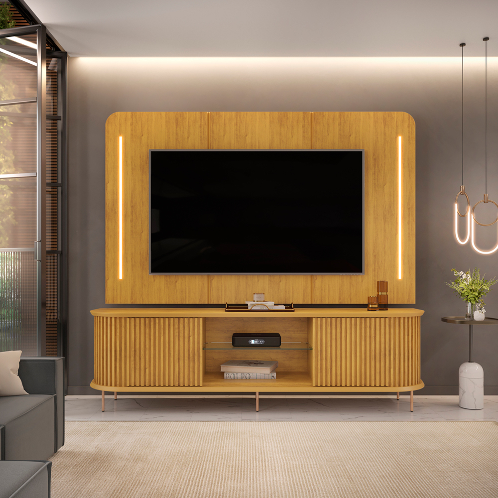 Rank com Painel para TVs até 75" MDF 2 Portas Atlas DJ Móveis