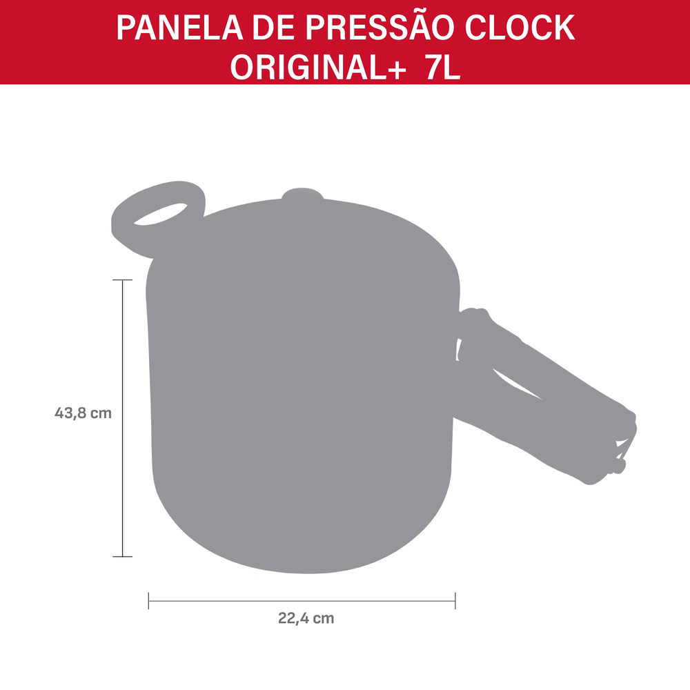 Panela de Pressão Clock Alumínio 7L Original — foto 6
