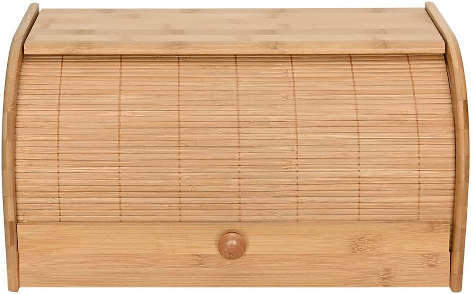 Mimo Style Porta Pães Com Tampa Retrátil, Feito Inteiramente de Bambu Ecokitchen. Perfeita Para Armazenar Pães, Bolachas e outras coisas. Resistente