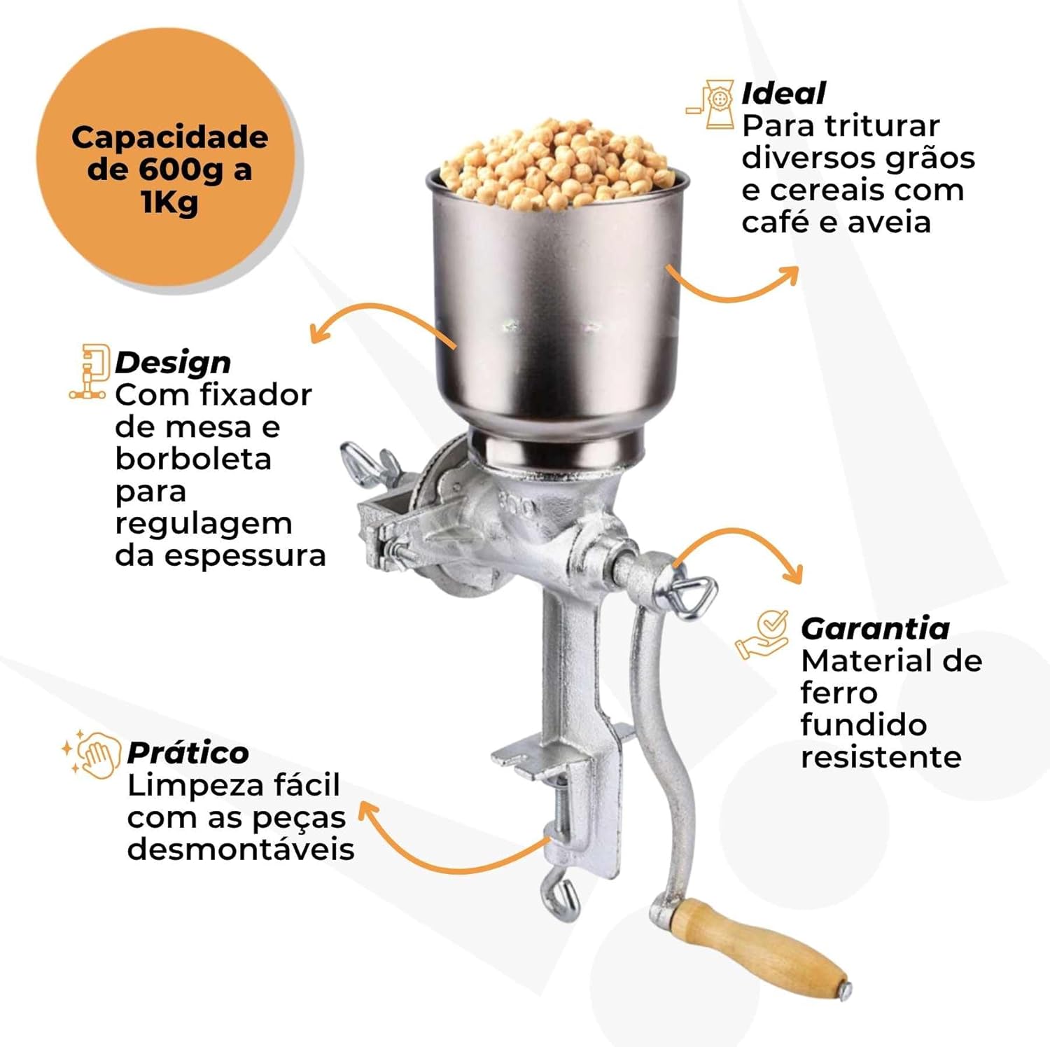 Moedor de Grãos Manual de Ferro Fundido — foto 2