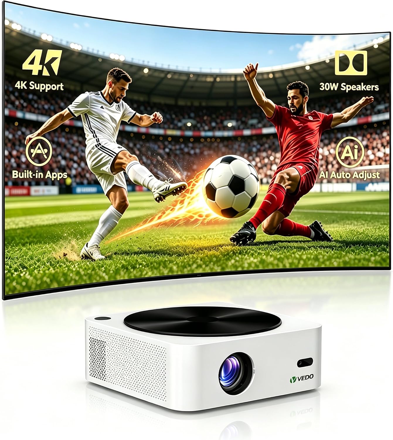 Projetor 4K 1080P Android 9.0 12000 Lumens WiFi Bluetooth Home Theater