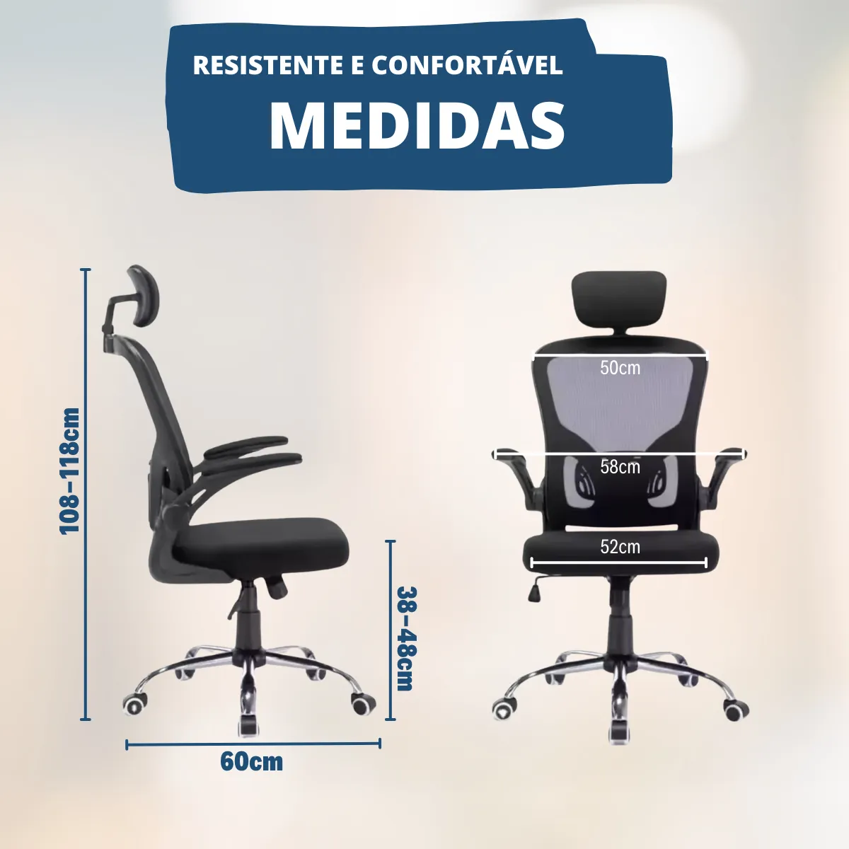 Cadeira de Escritório Presidente Office - Suporta até 150kg — foto 3